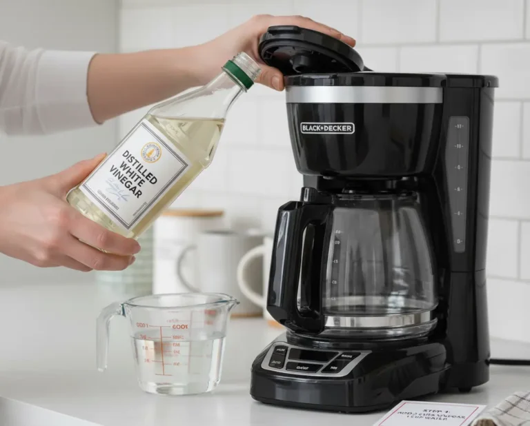 clean coffee maker with vinegar and water